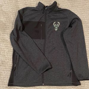 Men’s Lightweight Milwaukee Bucks Jacket.  Charcoal and Black.